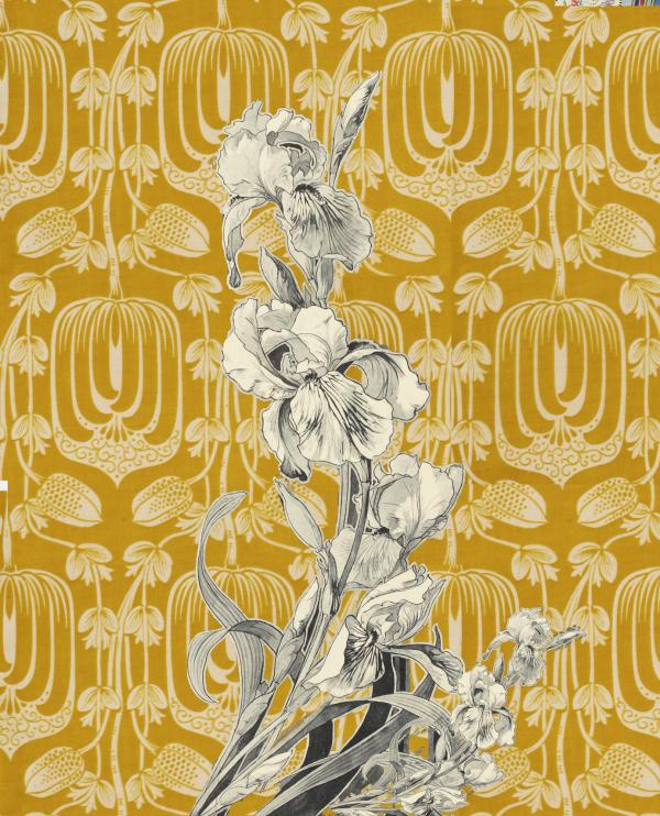 Art Nouveau | Fond tissu, mixé à l'Iris, isolé de la lithographie