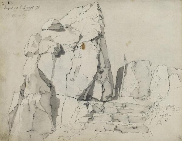 Gravures & Esquisses | Étude de rochers, à droite des marches - 1799