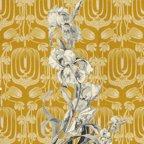 Art Nouveau - Fond tissu, mixé à l'Iris, isolé de la lithographie