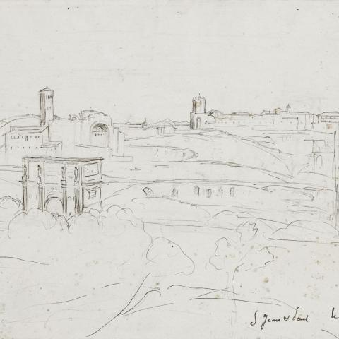 Gravures & Esquisses | Vue panoramique de Rome - 1828