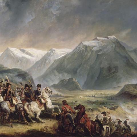 Les Scènes de chasse & de Guerre | Le général Bonaparte suivi de son état-major, à la bataille de Rivoli - XIXe
